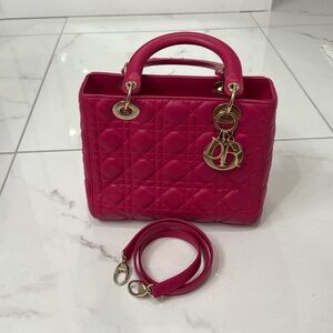 Dior Pink Mini Quilted Bag with Gold Hardware